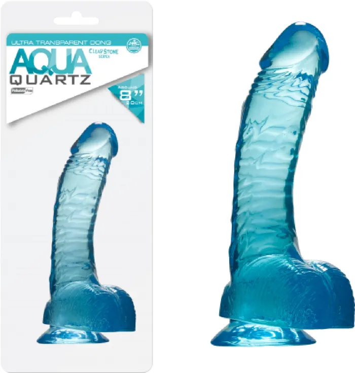 Dildos Quartz 8 Ballsy Dong Aqua Blue Dildo Sex Adult Pleasure Orgasm Nanma
