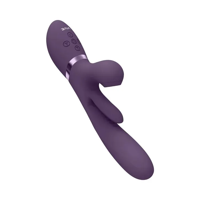 Female Sex Toys VIVE ENA Rechargeable Thrusting Silicone GSpot Vibrator with Flapping Tongue and Air Wave Stimulator Vive