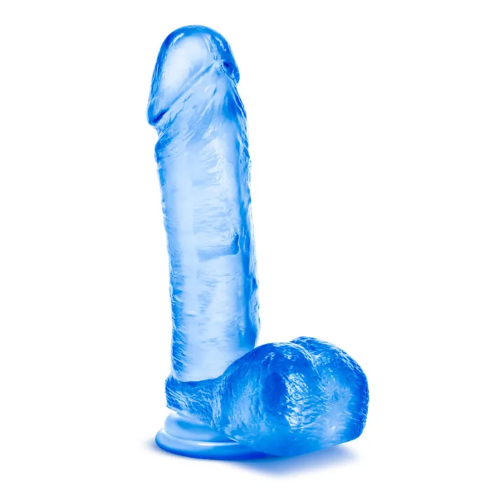 Blush Dildos B Yours By Blush Sweet N Hard 2 Realistic Blue 8Inch Long Dildo With Balls Suction Cup Base