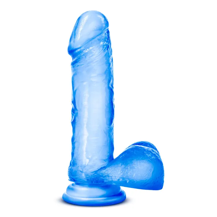Blush Dildos B Yours By Blush Sweet N Hard 2 Realistic Blue 8Inch Long Dildo With Balls Suction Cup Base