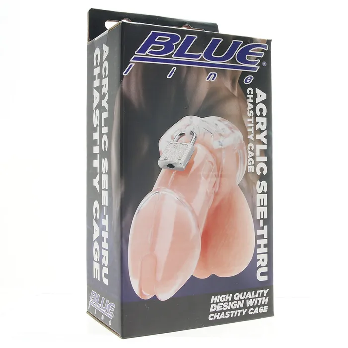 Electric Eel Male Sex Toys Blue Line Acrylic SeeThru Chastity Cage in Clear Electric Eel Male Sex Toys Blue Line Acrylic SeeThru Chastity Cage in Clear