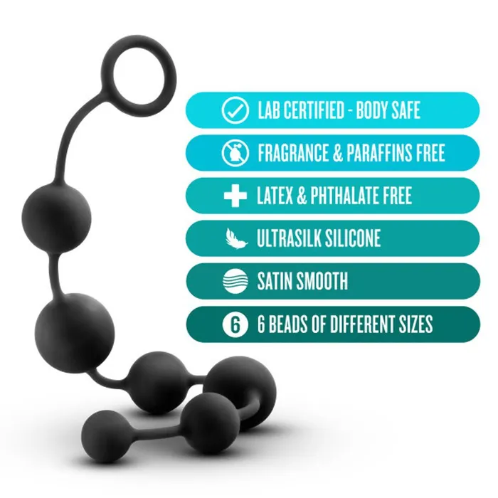 Blush Novelties Male Sex Toys Anal Adventures Platinum Silicone Large Anal Beads Black Blush Novelties Male Sex Toys Anal Adventures Platinum Silicone Large Anal Beads Black