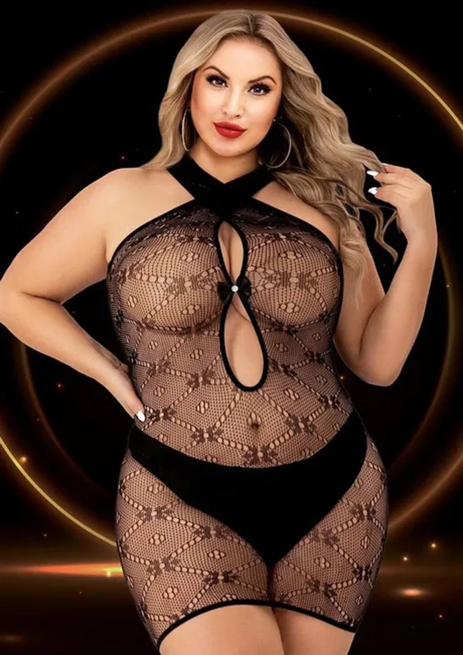 Lapdance Halter Top Mini Dress Queen Size Black Anal
