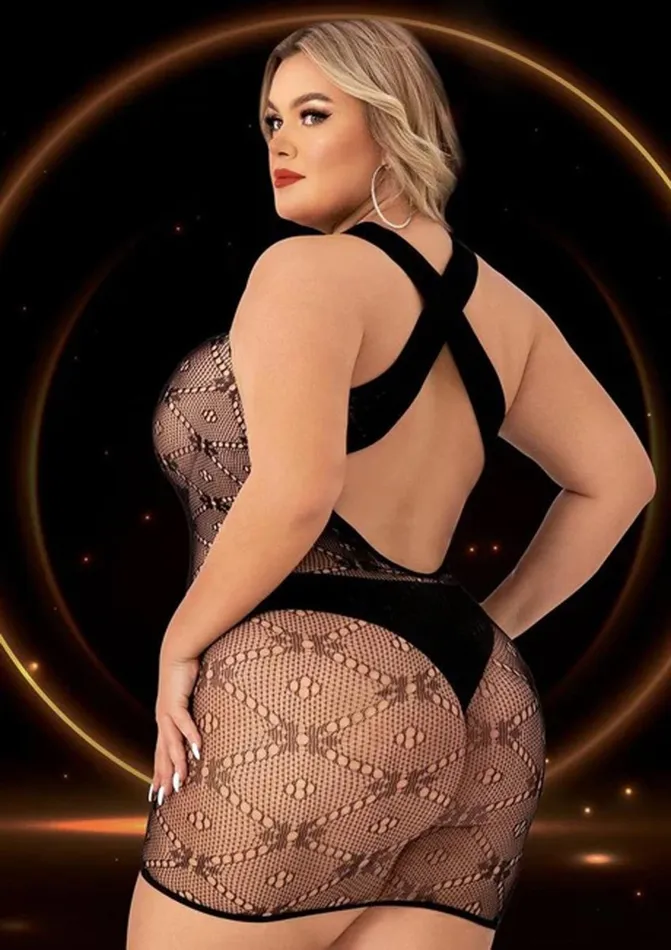 Lapdance Halter Top Mini Dress Queen Size Black Anal
