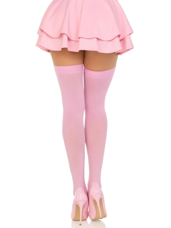 Leg Avenue Vibrators Opaque Nylon Thigh Highs One Size Pink Leg Avenue Vibrators Opaque Nylon Thigh Highs One Size Pink