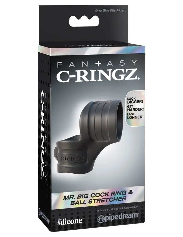 Male Sex Toys Pipedream Fantasy CRing Mr Big Cock Ring and Ball Stretcher Black