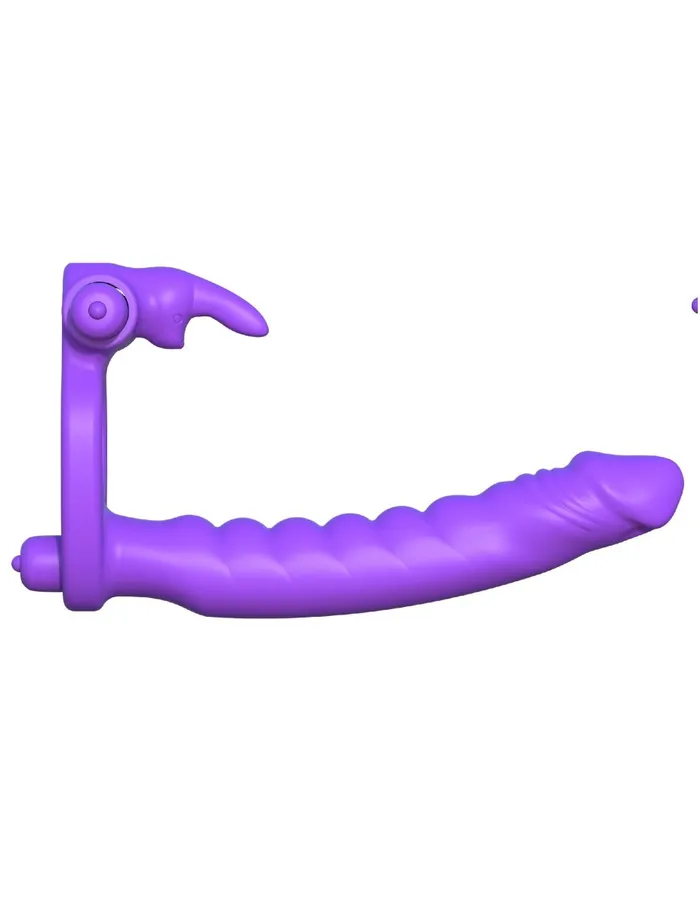Pipedream Fantasy CRingz Silicone Double Penetrator Rabbit Purple Vibrators