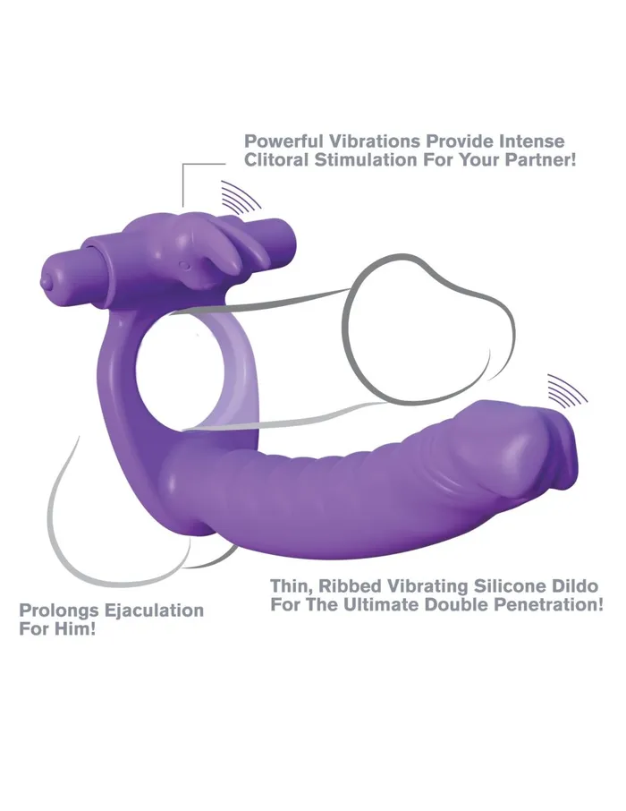 Pipedream Fantasy CRingz Silicone Double Penetrator Rabbit Purple Vibrators