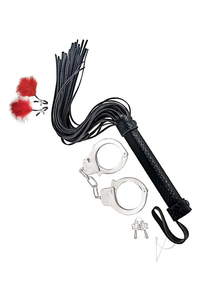 Bondage Bondage Whip Feather Cuffs Red Restraints