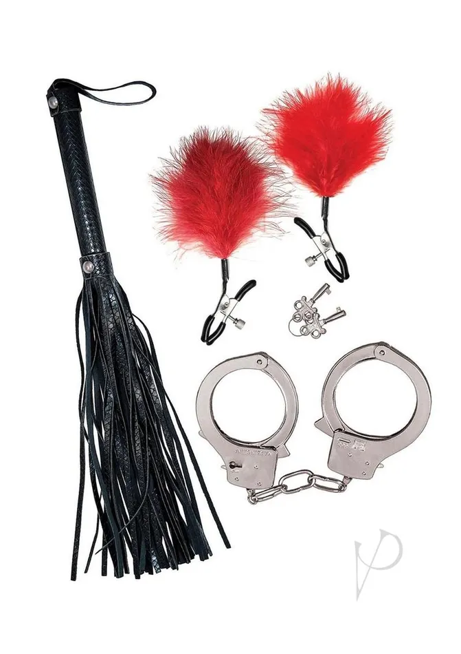 Bondage Bondage Whip Feather Cuffs Red Restraints