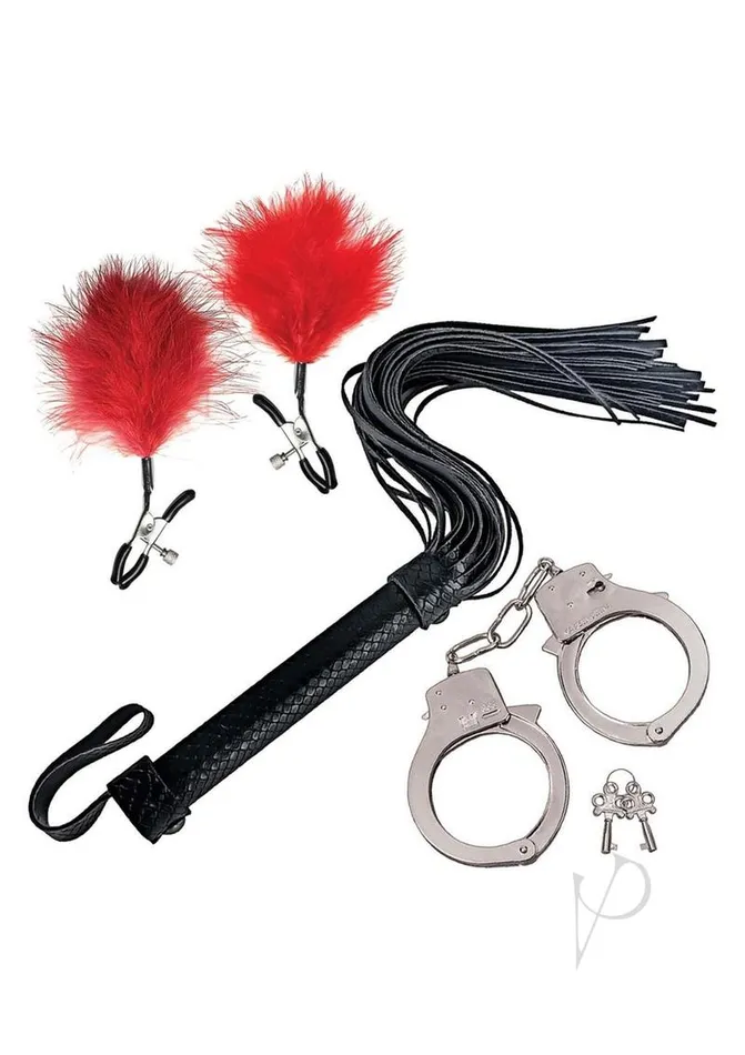 Bondage Bondage Whip Feather Cuffs Red Restraints