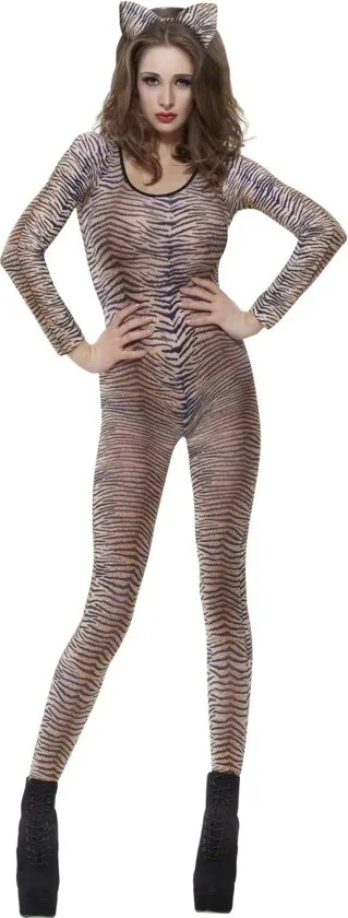 Castle Megastore Teddies And Bodies Brown Tiger Print Bodysuit OS