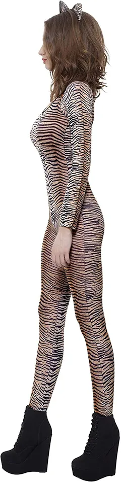 Castle Megastore Teddies And Bodies Brown Tiger Print Bodysuit OS