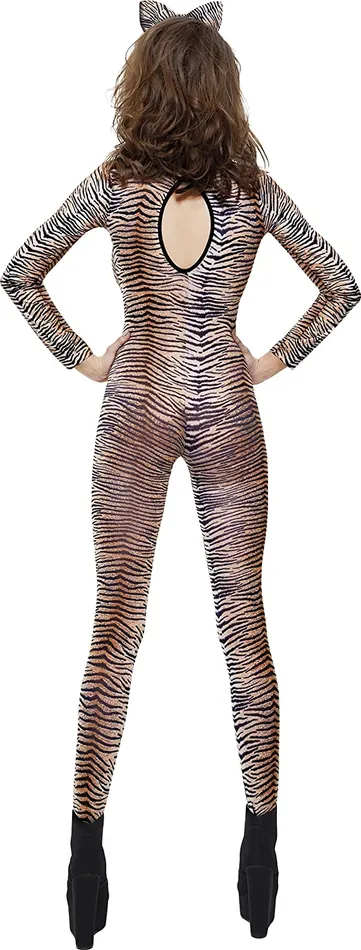 Castle Megastore Teddies And Bodies Brown Tiger Print Bodysuit OS