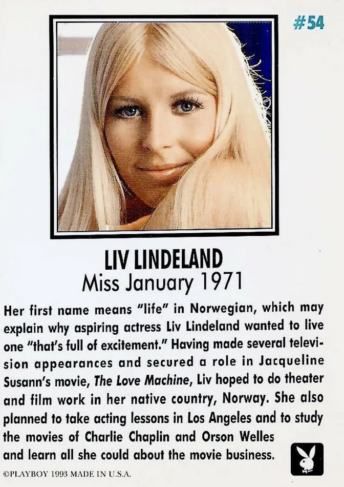 Couples Greenthunderbirds Cards Playboy January Edition 54 Liv Lindeland Pictorial