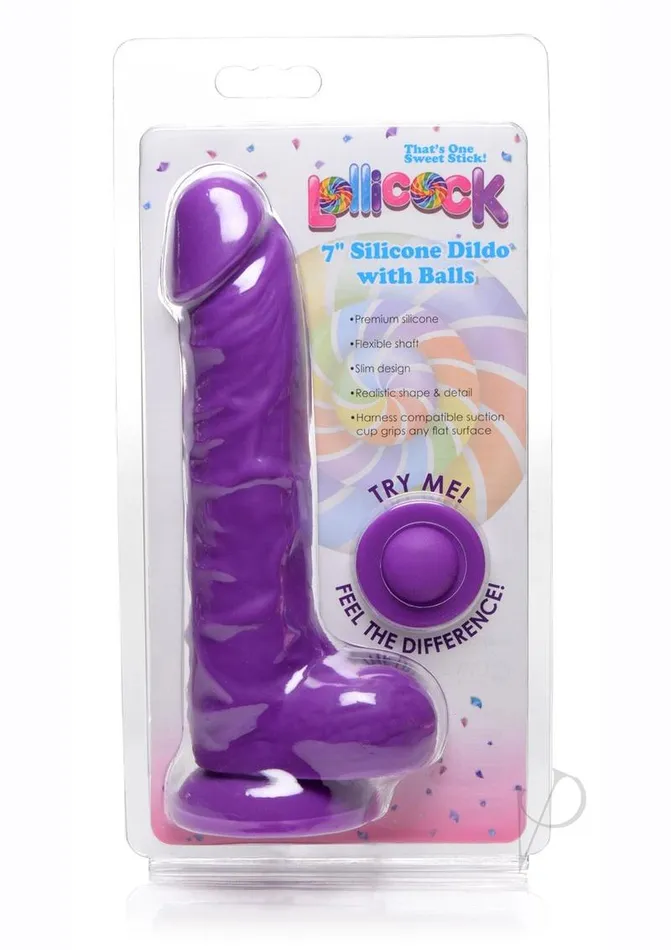 Lollicock Silic Dildo Wballs 7 Grape Lollicock Dildos
