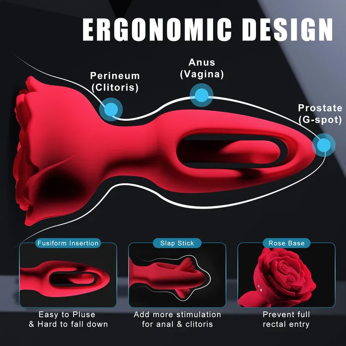 Anal Oronova Rosebud Anal Vibrator Flapping Remote Controlled