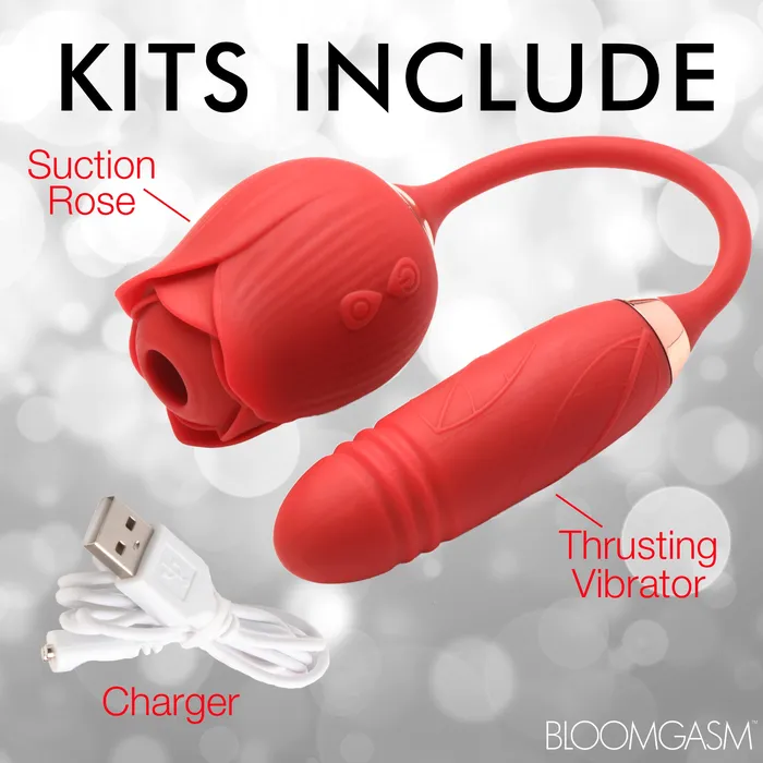 Bloomgasm 10X Romping Rose Suction and Thrusting Vibrator Vibrators