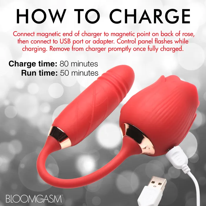 Bloomgasm 10X Romping Rose Suction and Thrusting Vibrator Vibrators