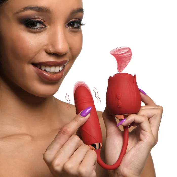Bloomgasm 10X Romping Rose Suction and Thrusting Vibrator Vibrators