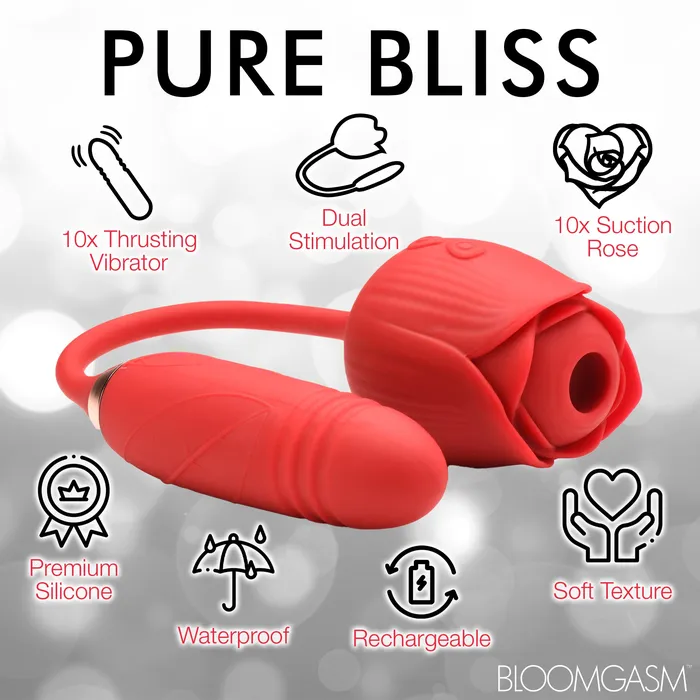 Bloomgasm 10X Romping Rose Suction and Thrusting Vibrator Vibrators