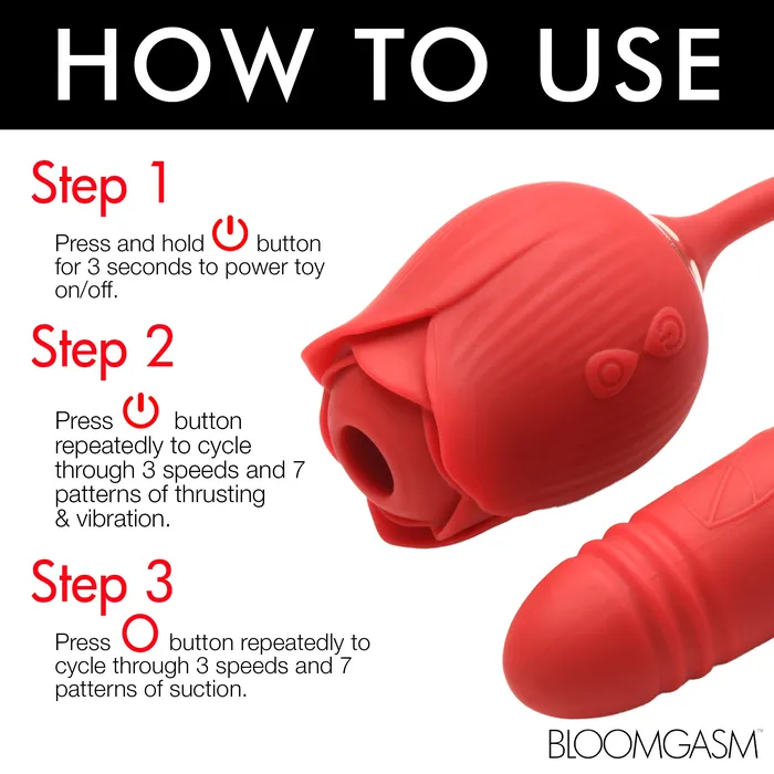 Bloomgasm 10X Romping Rose Suction and Thrusting Vibrator Vibrators