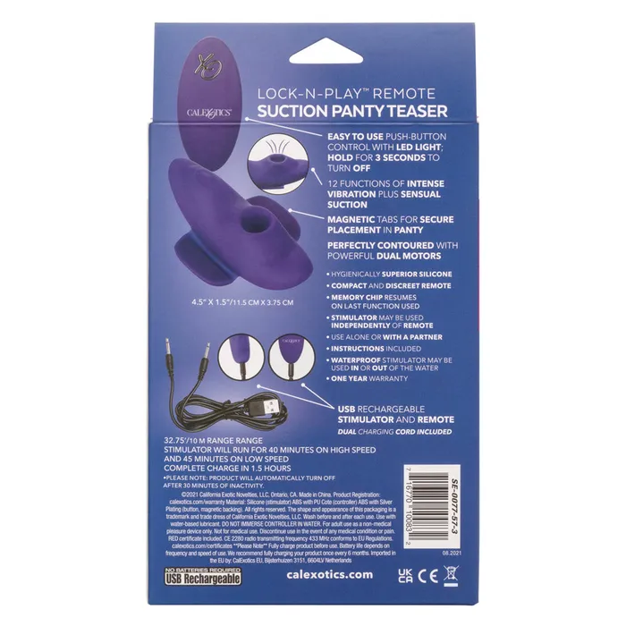 Female Sex Toys California Exotics LockNPlay Remote Control Clitoral Suction Panty Teaser