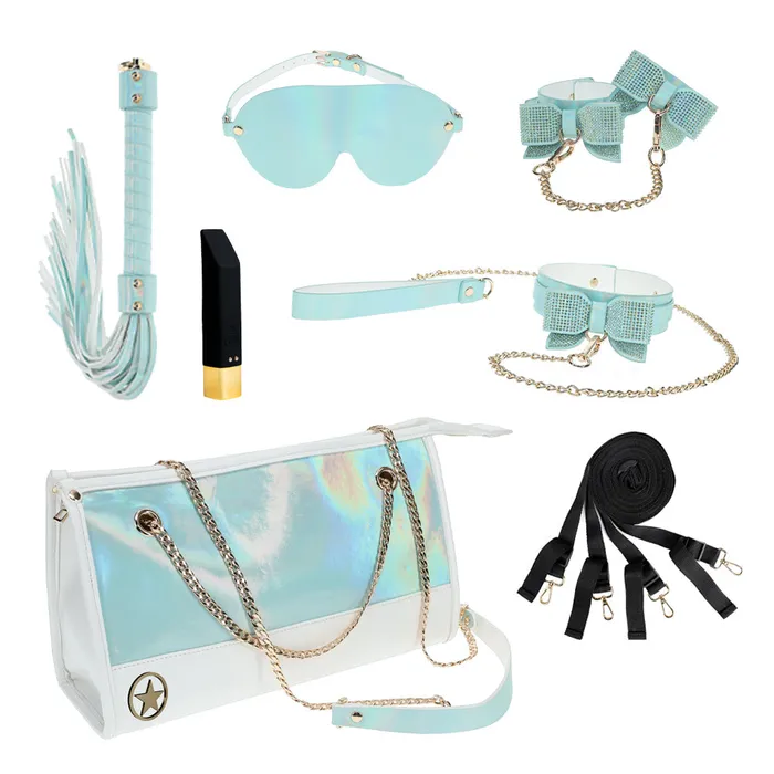 Ouch Paris Crystal Bow Holographic Faux Leather BDSM Kit Handbag Shots Media Couples