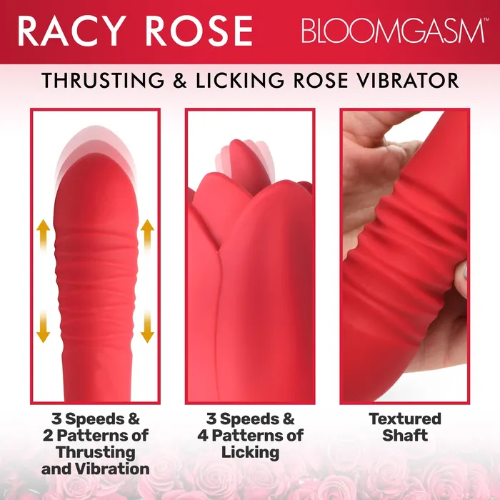 Vibrators Bloomgasm Racy Rose Thrusting and Licking Rose Vibrator