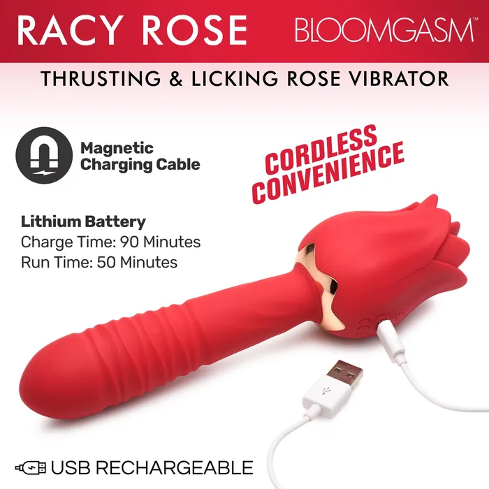 Vibrators Bloomgasm Racy Rose Thrusting and Licking Rose Vibrator