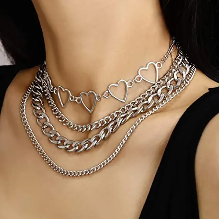 Anal Luna Heart Stacked Necklace Set CJ