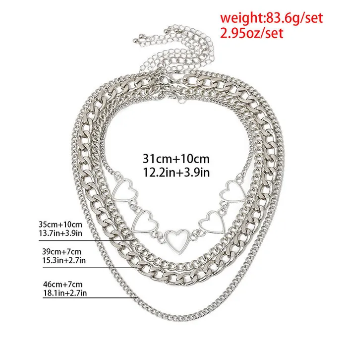 Anal Luna Heart Stacked Necklace Set CJ