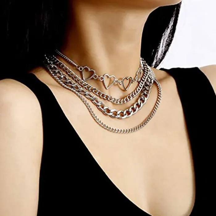 Anal Luna Heart Stacked Necklace Set CJ