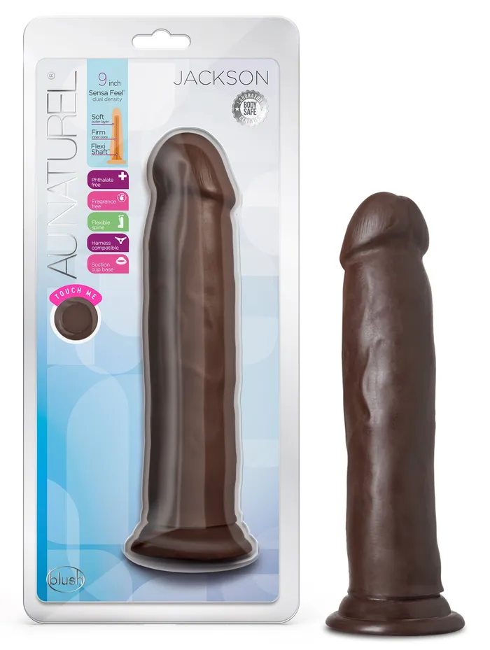 Blush Novelties Dildos Au Naturel Jackson 9 Inch Dong Chocolate