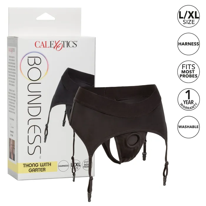 Boundless Thong With Garter Lxl Black CalExotics Male Sex Toys Boundless Thong With Garter Lxl Black CalExotics Male Sex Toys