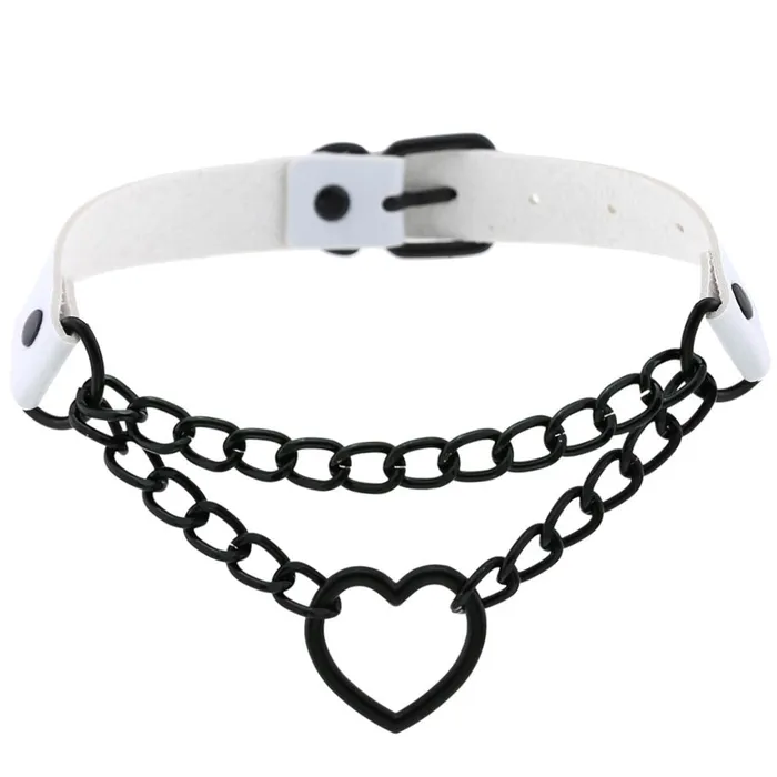 CJ Anal Womens Black Heart Chain Necklace Day Collar