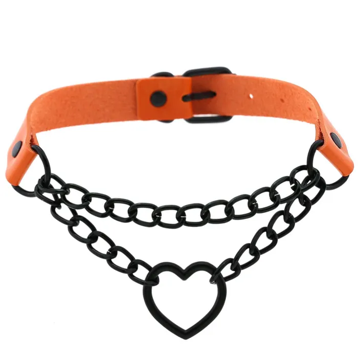 CJ Anal Womens Black Heart Chain Necklace Day Collar