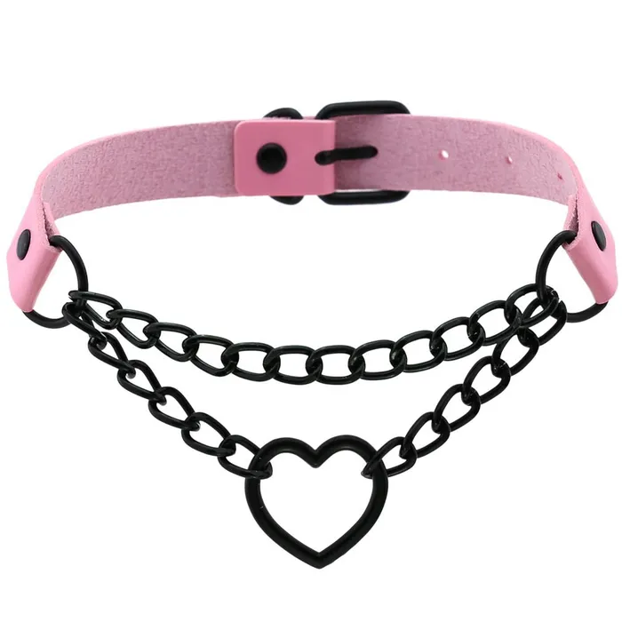 CJ Anal Womens Black Heart Chain Necklace Day Collar