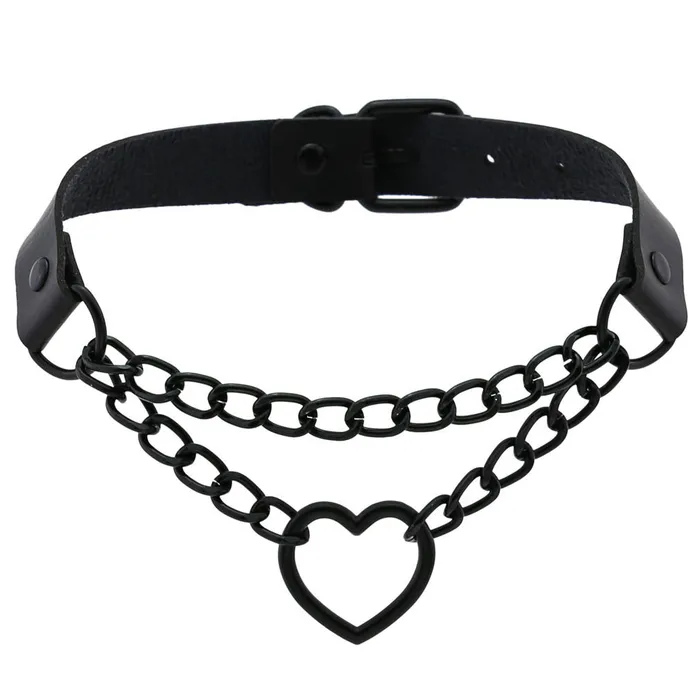 CJ Anal Womens Black Heart Chain Necklace Day Collar