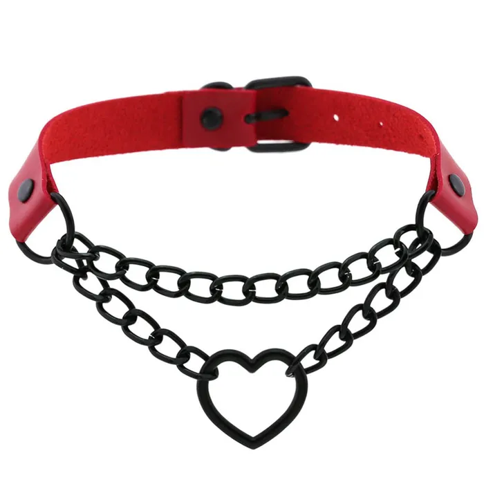 CJ Anal Womens Black Heart Chain Necklace Day Collar