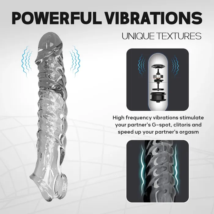Domlust Male Sex Toys Vibrating Cock Sleeve Penis Enlarger Penis Ring Delay Ejaculation Condom Sex Toy for Men