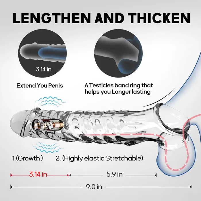 Domlust Male Sex Toys Vibrating Cock Sleeve Penis Enlarger Penis Ring Delay Ejaculation Condom Sex Toy for Men