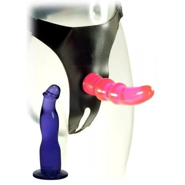 Double Tip StrapOn Harness Kit With 2 Dildos Me You Us Female Sex Toys