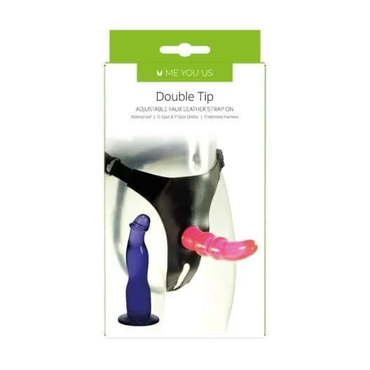 Double Tip StrapOn Harness Kit With 2 Dildos Me You Us Female Sex Toys