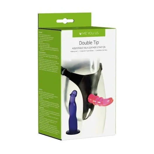 Double Tip StrapOn Harness Kit With 2 Dildos Me You Us Female Sex Toys
