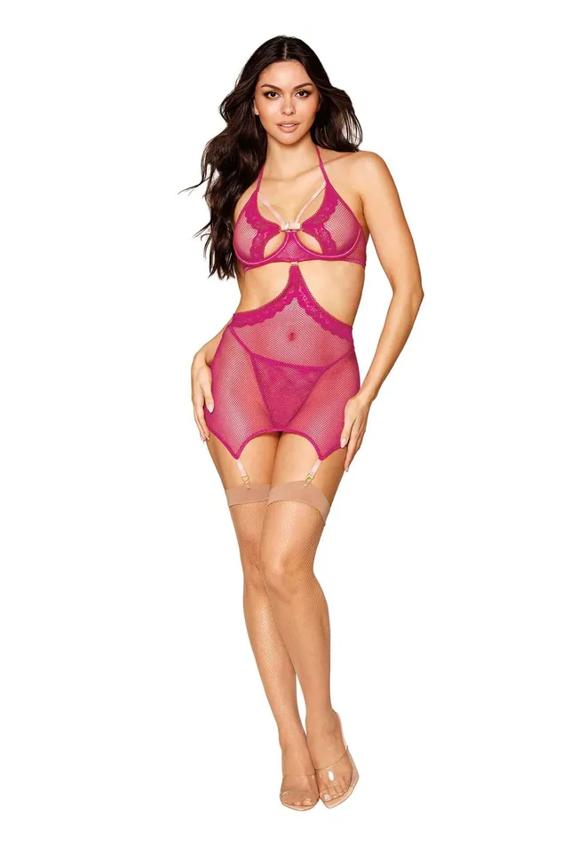 Dreamgirl Teddies And Bodies Garter Slip and GString One Size Beet Dreamgirl Teddies And Bodies Garter Slip and GString One Size Beet