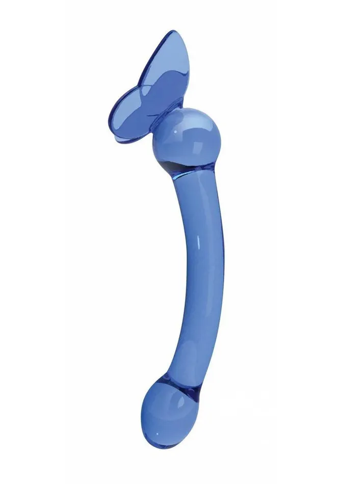 Icon Brands Dildos Glass Menagerie Butterfly Glass GSpot Dark Blue