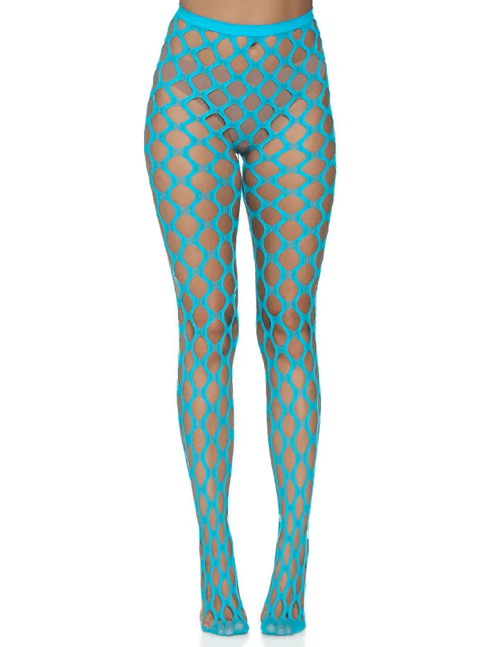 Leg Avenue Leg Avenue Jumbo Pothole Net Tights Neon Blue One Size Vibrators