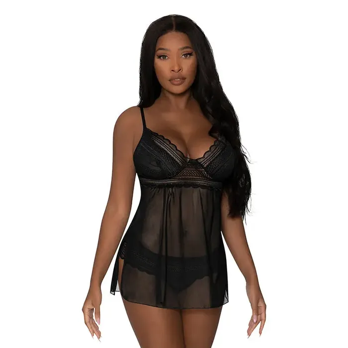 Magic Silk Anal Magic Silk Modern Romance Babydoll Thong Black SM