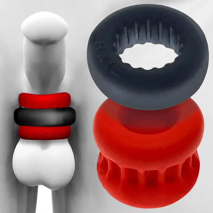 Male Sex Toys OXBALLS ULTRACORE Core ballstretcher w Axis ring RED ICE